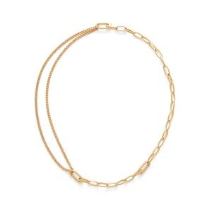 14k gold plated recycled brass necklace from Cuyana that can be worn many ways.